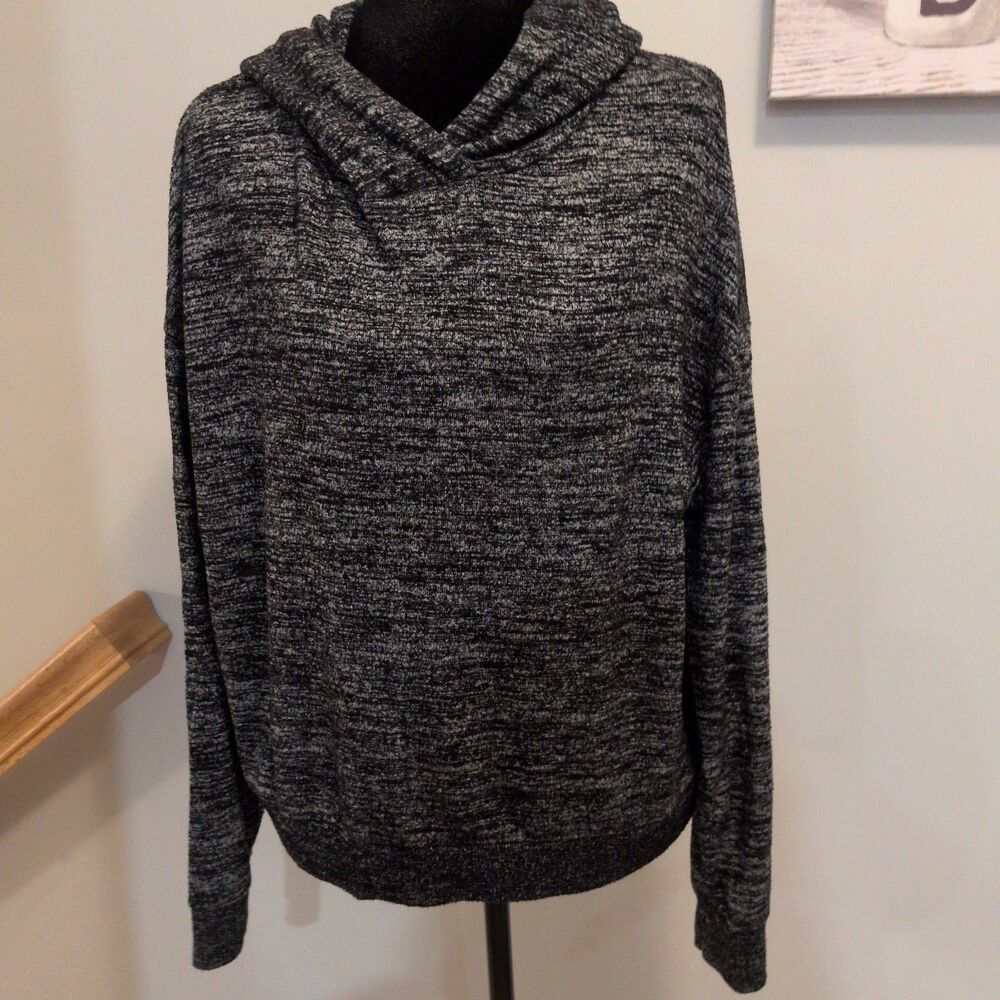 GAP women’s Softspun cozy black marled hoodie pullover top Size M